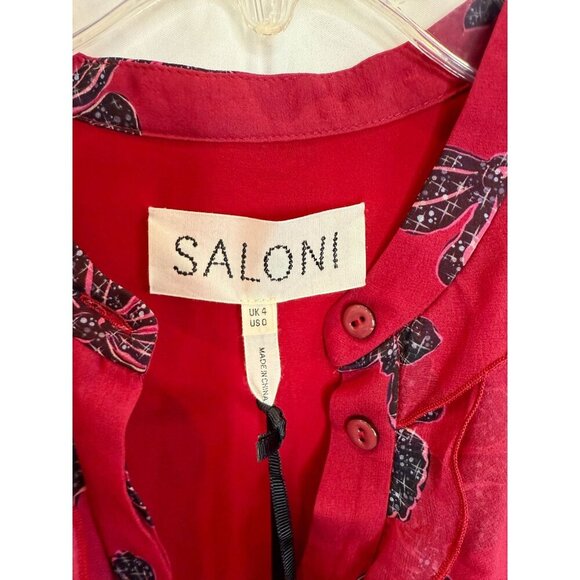 Saloni Tilly Red Ruffle Dress in Cherry Bows Print - Size 0 - Picture 5 of 6
